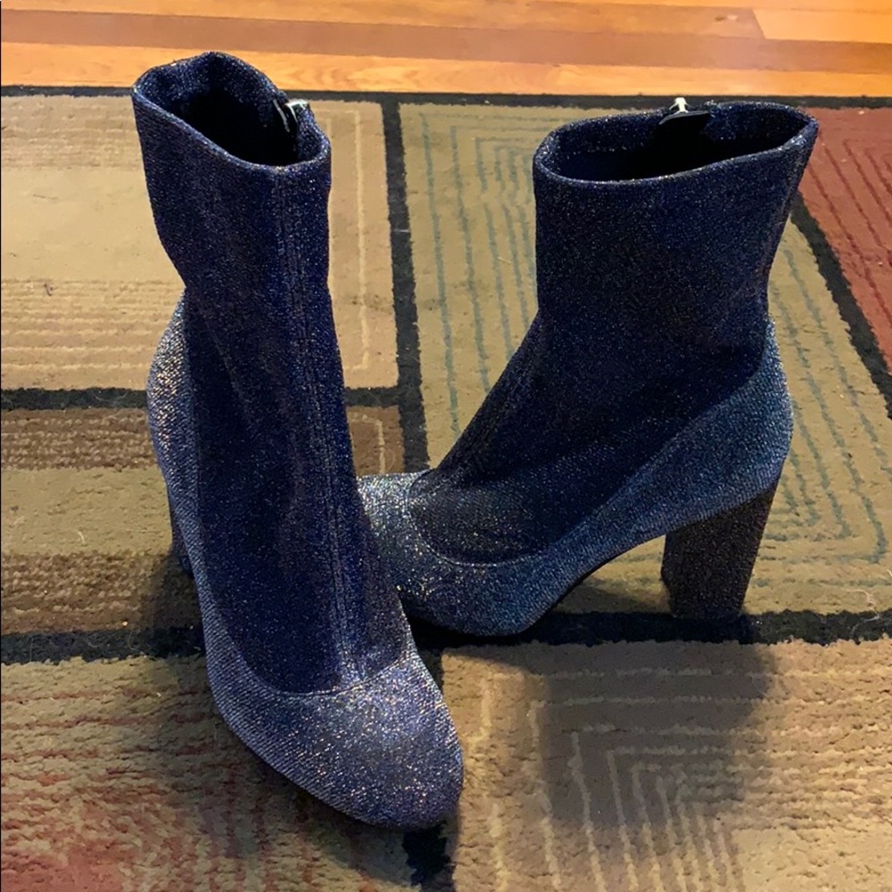 Sam Edelman gold and blue sock heels